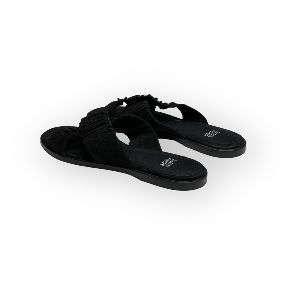 new Eileen Fisher  Cross Slide Easy to Wear Flat Leather Sandal  Black  9M - Picture 5 of 16